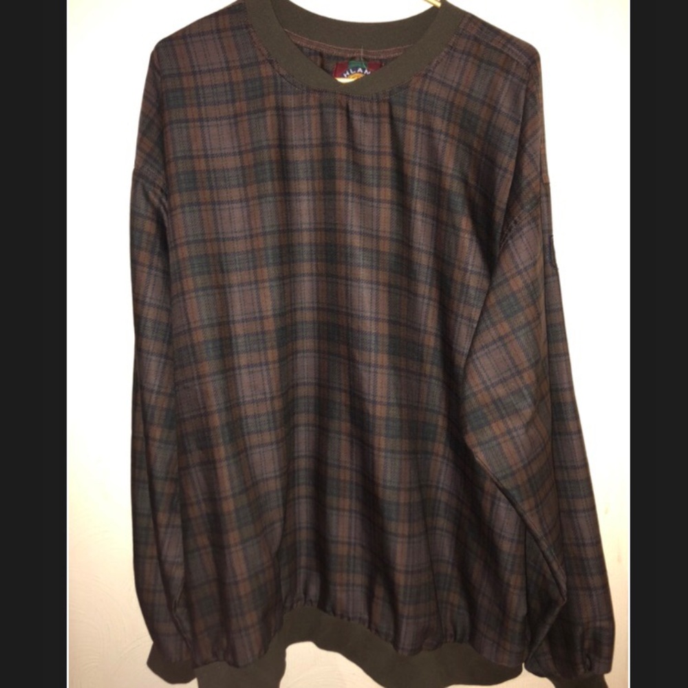 90s Highlander Plaid Pattern WindBreaker Pullover